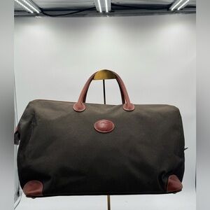 Longchamp Heavy-Weave Canvas & Leather Travel Bag – Weekender Carry-On